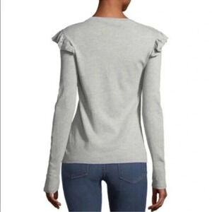 Frame Denim Heather Gray Ruffled Shoulder Top